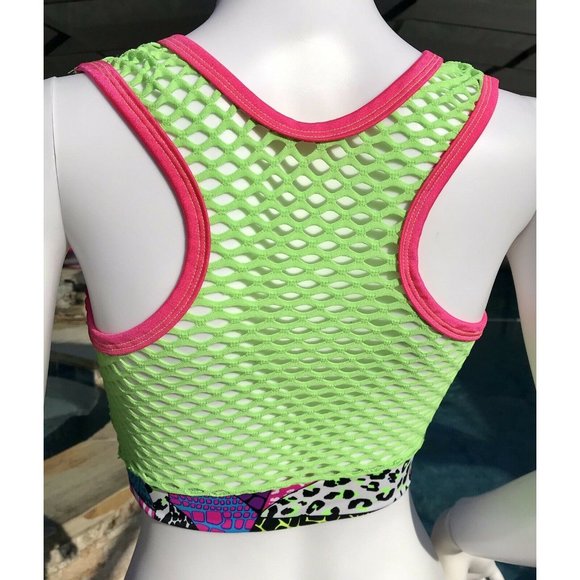 womens swimsuit Mesh Tank Top, Bikini Top Set, Racer back Tank Neon Colors Small - Picture 8 of 12